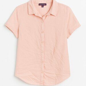 Gloria Vanderbilt Women’s Plus Button-Front Blouse Peach 1X ShortSleeve-A227